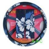 Hawaiian Steering Wheel Cover and Shoulder Pad - Blue Hawaii Hibiscus Floral Print