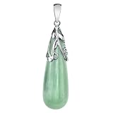 Jade Long Drop Pendant with Sterling Silver Detail