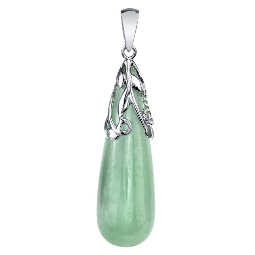 Jade Long Drop Pendant with Sterling Silver Detail