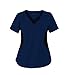 G Med Women's V Neck w. Knit Panels Scrub Top and Pant 2 Piece Fashion Sets