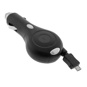 GTMax Rapid Retractable Car Charger for AT&T Motorola BACKFLIP Android GSM Cell Phone