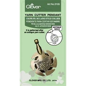 Clover Yarn Cutter Pendant, Antique Gold