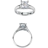 14K White Gold Princess Cut Solitaire Created Moissanite Engagement Ring