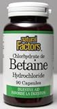 Betain Hcl 500mg W/Fenugreek (90Capsules) Brand: Natural Factors