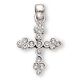 Sterling Silver Crystal CZ Cross and 18-inch Chain