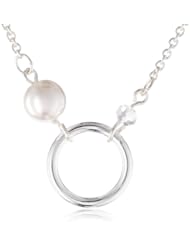 Roman Bride Simulated Pearl Open Circle High Polish Necklace, 20"