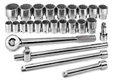 3/4 In Dr 12 Pt SAE Socket Set w/ Ratchet and Extensions