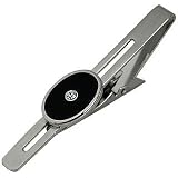 Forzieri Silver Plated Tie Clip with Black Oval