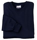 NEW Hanes Beefy-T - 100% Cotton Long Sleeve T-Shirt Deep Navy-S