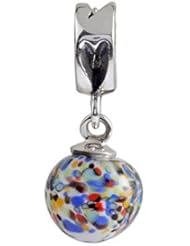 SilveRado (tm) MMD024 Murano Glass Dangle Ball Babylon Pandora Compatible Bead / Charm