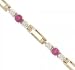Ruby & Diamond Link Bracelet 3 Stone Design Set in 14K Yellow Gold