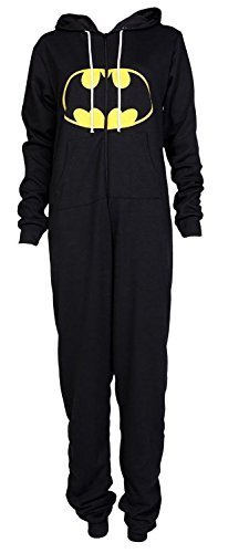 Womens Black Batman Hooded Onesie (Sty) (M, Black)