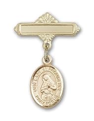 14K Gold Baby Badge with Our Lady of Providence Charm and Polished Badge Pin