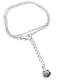 Sterling Silver 9.5 Enamel Charm Dangle Chain Anklet