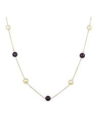 White Freshwater Pearl with Amethyst on Vermeil Chain Necklace 18"