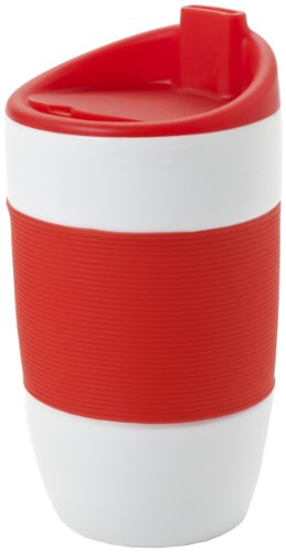 Yedi Houseware Classic Coffee and Tea 10 1/2-Ounce Single Silicone Sleeve Travel Mug, Red