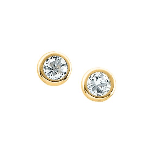 Childrens Toyshop  Jewelry : 14K Yellow Gold 3 MM Cubic Zirconia Children's Earring Studs