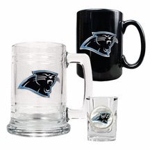 Carolina Panthers NFL 15oz Tankard, 15oz Ceramic Mug & 2oz Shot Glass Set - Primary Logo