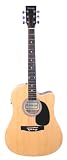 Huntington 41 Inch Cutaway 3 EQ Acoustic Electric Guitar Natural with Gig Bag and Accessories (Includes, Pick, eBook, Free Mini Rubber Guitar & Pick)