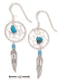 Sterling Silver Small Turquoise Dreamcatcher Earrings