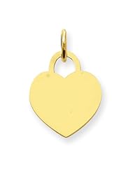 14k Yellow Gold Small Engravable Heart Charm. Metal Wt- 0.43g