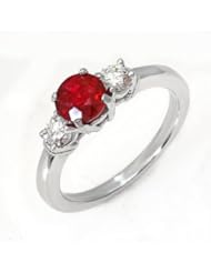 1.0 Ct Natural Ruby and Diamond Ring 14k Gold