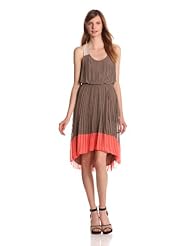 High-Low-Hem Chiffon/Polyester Elasticized   Waistline Tank Pleated  Dress