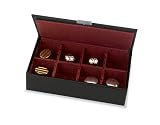 8 section black leather cufflinks presentation or storage case by Wolf Designs