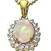 14K Gold Green Fire Opal and Diamond Pendant (Chain is not included)
