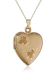 14k Yellow Gold Filled Tricolor "Grandma" Heart Locket Pendant Necklace, 18"