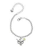 Longhorn Texas Silver Plated Brass Charm Bracelet with AB Swarovski Drop