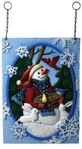 HANGING PLAQUES WITH SNOWMAN YARD ART PLAQUE GARDEN