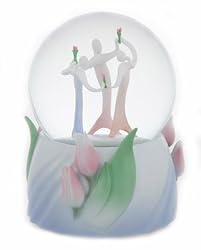 Beautiful Water Globe / Snow Globe Three Girls Happy Together with Tulips and 18 Note Movement