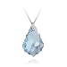Aqua Swarovski Elements Drop Pendant on Sterling Silver Rolo Chain - 18"