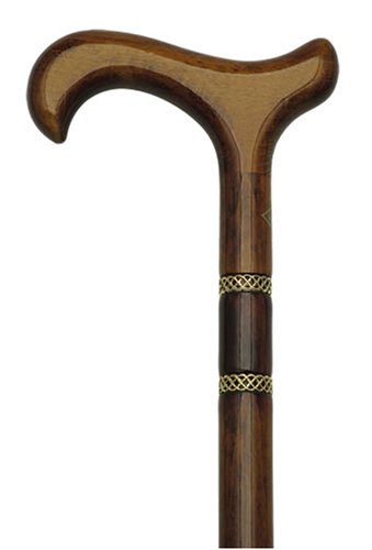 HealthPersonalCare: Walking Cane Bijoux cherry. This walking stick cane has a derby handle and hardwood cherry stained shaft. This wooden cane has a weight capacity of 250 pounds and 36 inch long.