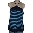 Women's Lauren by Ralph Lauren Halter Top Blue Striped w/ Logo