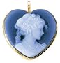 Genuine Agate Heart Shaped Cameo Pendant