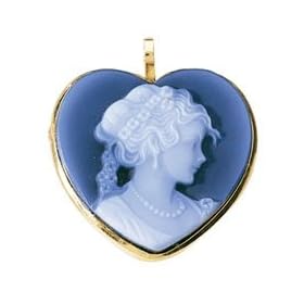 Genuine Agate Heart Shaped Cameo Pendant by
