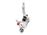 Amore LaVita(tm) Sterling Silver 3-D Enameled Swarovski Crystal Moped w/Lobster Clasp Charm for Charm Bracelet