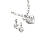Bay Studio Heart Necklace & Earring Set SILVERTONE