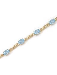 14K Yellow Gold Oval Aquamarine Bracelet