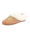 Tory Burch Coley-Split Suede/Mirror Craquelee Slipper in Royal Tan