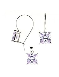 Stering Silver Pendant and Earring Set in Purple