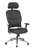 Leather Managers Chair with Chrome Finish Metal Base, Height Adjustable Arms and 2-Way Adjustable Headrest