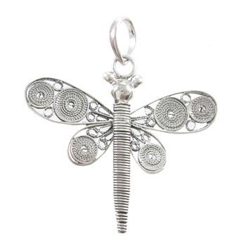 Filigree Dragonfly Pendant in Sterling Silver, #8138