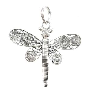 Filigree Dragonfly Pendant in Sterling Silver