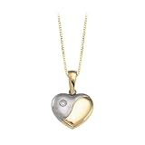 14K Two Tone Gold Cubic Zirconia Heart Pendant with Chain
