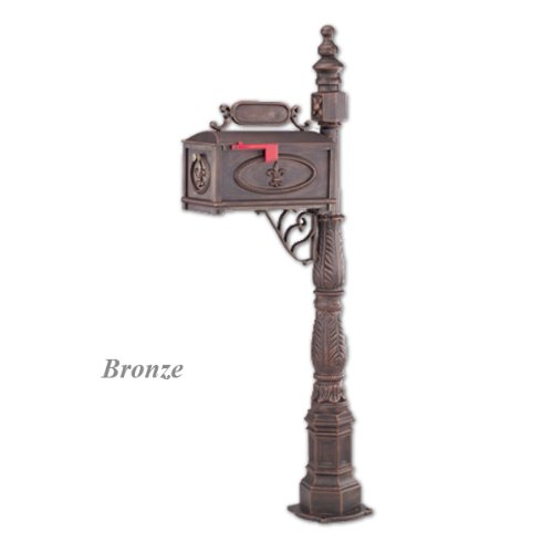 Fleur-de-Lis Rural Post Mailbox - 7 Colors - Rustproof!