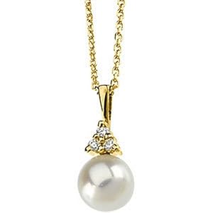 IceCarats Designer Jewelry 14K Yellow Gold Cultured Pearl And Asmb Pendant On Cable Chain 07.00 Mm