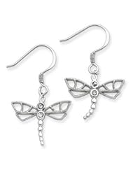 Sterling Silver CZ Dragonfly Earrings QE3270"